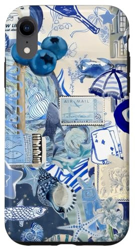 European Summer Collage Blue Mediterranean Collage Aesthetic Case for iPhone XR