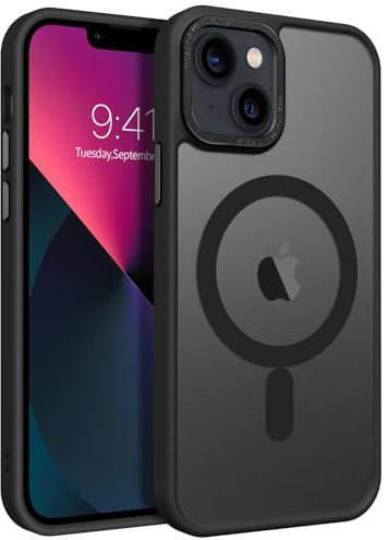 GUAGUA for iPhone 13 Mini Case, Translucent Matte Magnetic Skin-Friendly Case [Compatible with MagSafe] [Military Grade Shockproof] Slim Anti-Scratch Protective Cover for iPhone 13 Mini 5.4,Black
