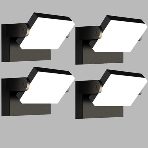 Kingwen 40W 4pièces Applique Murale LED Exterieur 5000K Noire, Lampe Exterieur Mural avec LED Panneau Rotatif 3000LM, Eclairage IP65 Etanche, Lumiere Led en Aluminium