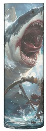 Blumenvase, unzerbrechlich, dekorative moderne Vase, Kunststoffvase für Büro, Zuhause, Meetingtisch, ein großer weißer Hai, der einen Piraten angreift