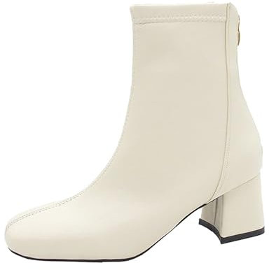 Generico Stivali Donna Invernali Con Tacco - Stivaletti Autunno Casual Bassi, Tronchetti Comoda Scarponcini Corti Vintage Neri Morbidi Alla Moda