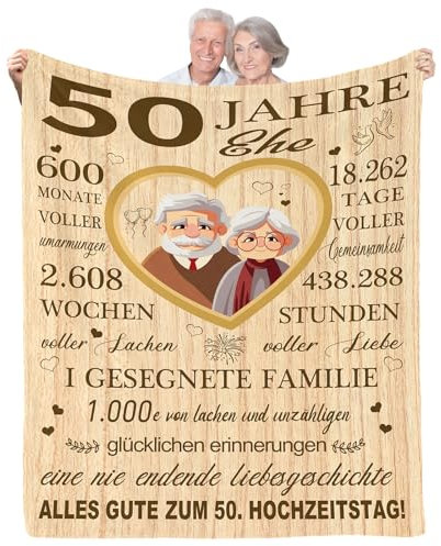 CAPRIFIC Goldene Hochzeit Geschenke Hochzeitstag Geschenk Jahrestag Geschenk für Sie Geschenke zur Goldenen Hochzeit 50 Hochzeitstag Geschenk 150x130CM