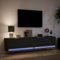 IKAYAA Mueble TV Suspendido con iluminación LED 180x31x38 cm Mesa TV Flotante Mueble TV Colgante Mueble de Salón Suspendido con Compartimiento con 2 Cajones Negro