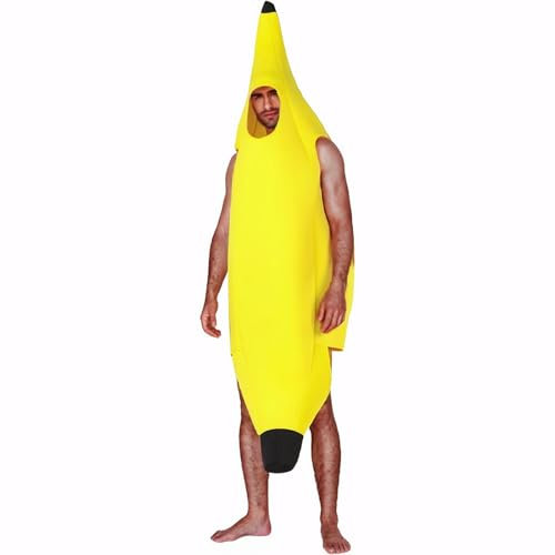 AYNKH Costume divertente a forma di banana, per adulti e bambini, leggero, con frutta, per Halloween, comodo, divertente, unisex, facile da indossare e rimuovere, per feste a tema, Natale, cosplay