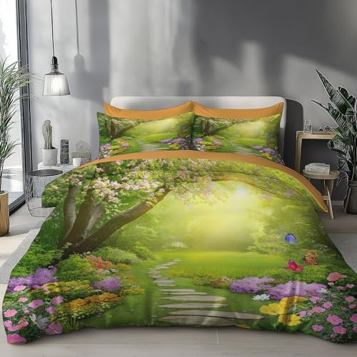 DLERFLOVR Märchenwelt Bettwäsche Set 135x200cm, Bettwäsche 3teilig Bettbezug, Das Dschungelbuch Bettbezug mit Kopfkissenbezug mit Reißverschluss 80x80cm