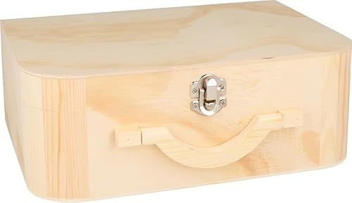 Artemio Koffer aus Holz mit Henkel, Aufbewahrungsbox, 25 x 18 x 9 cm, Natur