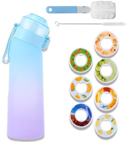 KOBONA Air Gourde Up Bouteille 650ML Air Gourde avec 7 sul Saveur Gout Pods Gourde Sport Paille Sans BPA 0 Sucres Tritan Bouteille d'eau pour et en Plein Air Gym
