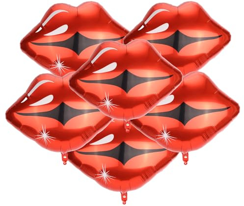 lasuroa 6stk Große Rote Lippenballons, 70cm Riesige Lippen-Kuss Folienballons für Valentinstag Make-up Motto Party Galentines Hochzeit Jubiläumsdekoration