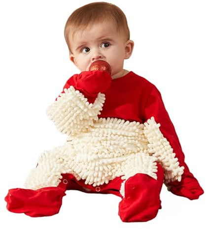 YCBMINGCAN Baby Wischmop Strampler, Lustiges Geschenk zur Geburt & Babyparty, Krabbelanzug als Scherzartikel, Fasching Kostüm für Jungen & Mädchen