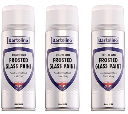 Bartoline 3 Pack Frosted Glass Spray Paint 400ml Semi-Transparent Matt Finish Adds Privacy to Glass & Mirrors Ideal for Windows, Bathrooms, Shower Doors & Office Decor