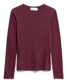 ARMEDANGELS Damen Longsleeve Slim Fit aus Bio-Woll Mix MAIAA Fitted Dark Cranberry S