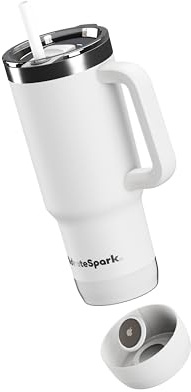 Hidrate Spark Trinkbecher mit Silikonmanschette, kompatibel mit Air-Tags, 850 ml, Weiß