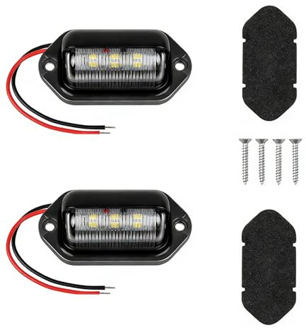 2 Pièces 12V/24V Feux de Plaque Immatriculation, 6SMD Étanche avec Montage Facile, Éclairage Sécurisé et Économique pour Camions, Motos, Remorques, Résistant aux Intempéries, License Plate Light