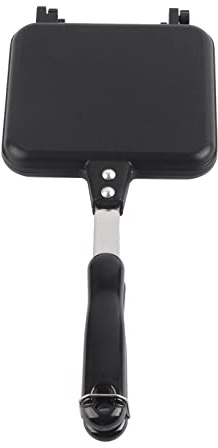EOJDDPA Poêle à Frire Double Face Antiadhésive Machine à Sandwich Poêle à Petit Déjeuner avec Poignée Résistante à la Chaleur pour Cuisine Camping Alliage d'aluminium 35 x 15 cm