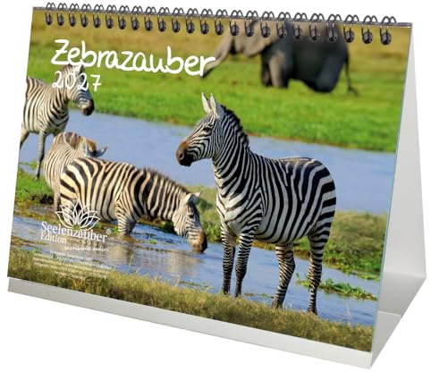 Zebrazauber DIN A5 Tischkalender für 2027 Zebra - Seelenzauber