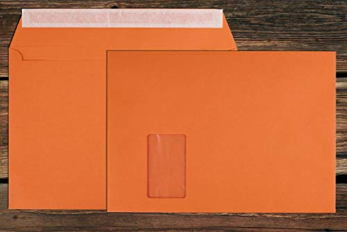 Elco Color Briefumschläge mit Fenster/orange / 229 x 324 mm (C4) / mit Abziehstreifen/Versandtasche/haftklebend / 250 Stück