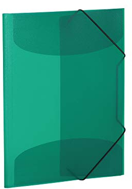 HERMA Elastic Folder Translucent in Dark Green, A4, Sturdy Plastic, with 3 Inner Flaps, 1 Span Folder