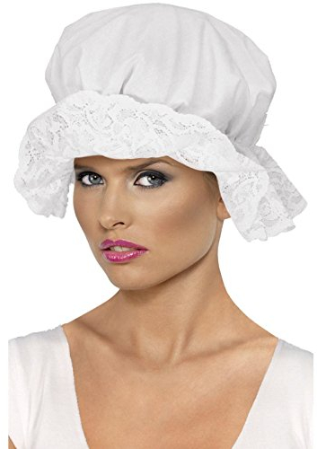 Adult Ladies Victorian Maid Servant Frill White Mop Cap Hat Fancy Dress Accessory
