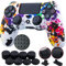 9CDeer 1 Stück von Silikon Besetzt Wassertransfer Schutz Ärmel Fall Abdeckung Haut Hülle Cover Skin +8 Daumengriffe Analoge Kappen +2 Staubdicht Stecker für PS4/Slim/Pro Controller Graffiti spritzend