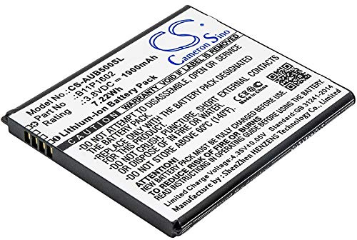 CS-AUB500SL Batterie 1900 mAh Compatible avec [ASUS] X00A, X00ADA, ZB500KL, ZenFone Go 5.0 Remplace 0B200-02170000, pour B11P1602 (1ICP5/57/61)