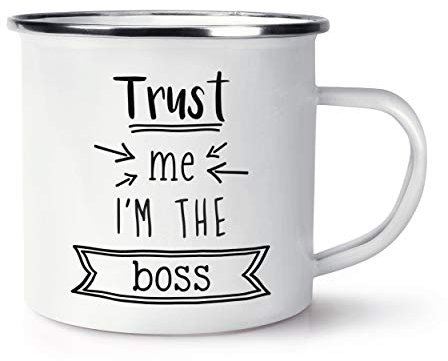 Trust Me I'M The Boss Rétro Émail Tasse Mug