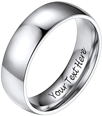 PROSTEEL personalisiert Finger Ring Edelstahl Damen Ring hochglanzpoliert Trauring Verlobungsring 6mm breit Band Ring Partnerring Ehering Modeschmuck Accessoire für sie, Größe 49