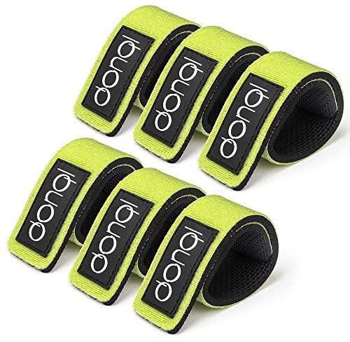 DONQL Fishing Rod Straps, Nylon & Rubber, 6-Pack (Green), 25cm x 3.5cm, Rod Holders, Fishing