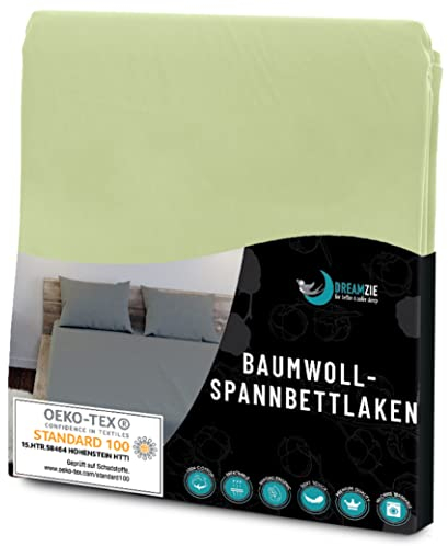 Dreamzie - Drap Housse 80x190/200-100% Jersey Coton Certifié Oeko Tex - Vert - Drap Housse 80x190/200 Coton