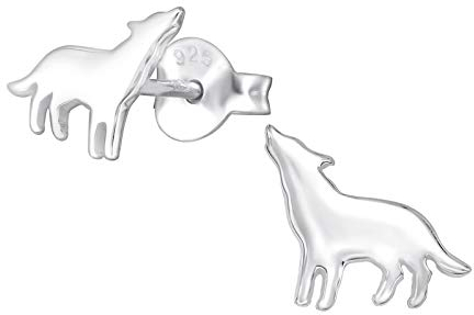 Laimons Mädchen Kids Kinder-Ohrstecker Ohrringe Kinderschmuck Wolf Hund 9mm oxidiert glanz Sterling Silber 925