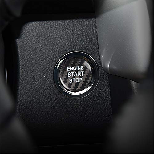 M.JVisun Kohlefaser EIN Knopf Start Taste Deckel Trimmen für Toyota, Zündung Schalter Aufkleber für Toyota 86 Alphard Avalon Camry Corolla Crown C-HR Highlander RAV4 Vios - Schwarz