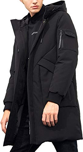 Pioneer Camp Herren Wintermäntel, wasserabweisend, winddicht, dick, Parkas, lange Kapuze, gepolsterte Pufferjacke