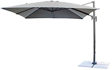 milani home - Ombrellone 3x3 Da Giardino Luce Venduta Separatamente Con Palo Decentrato Laterale A Braccio Colore Grigio Modello Volta