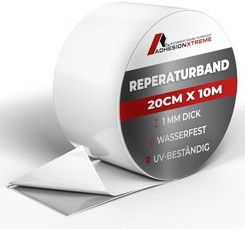 ADHESIONXTREME WATERPROOF SEALING TECHNOLOGY Reparaturband für Pools,Wohnwagen,Fenster,Abdichtband wasserdicht wetterfest (Weiss,20cm breit 10m lang)