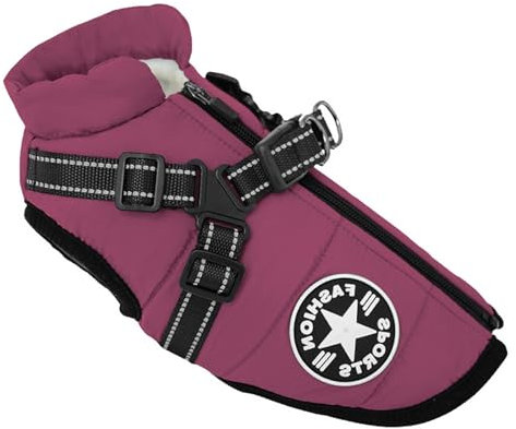 Hundejacke mit Geschirr für kleine Hunde, Outdoor-Hunde-Sportweste, warmer Haustier-Winterjacke für Katzen, Welpen, kleine Hunde
