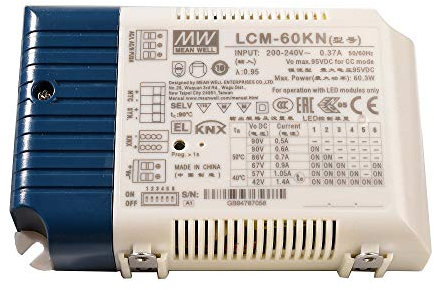 Meanwell - Fuente de alimentación DIM, Multi CC, LCM-60KN – KNX, constante, intensidad regulable: KNX, 180-295 VAC47-63Hz