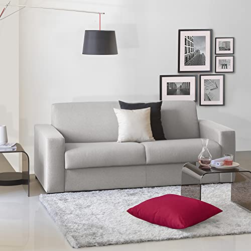 Talamo Italia - 3-Sitzer Schlafsofa Aliana, Wohnzimmersofa mit drehbarer Öffnung aus gepolstertem Stoff, Standardarmlehnen, 100 % Made in Italy, 220 x 95 x 90 cm, Grau