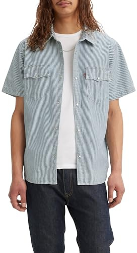 Levi's Men's SS Relaxed FIT Western Shirt, Vander Denim RAILROA,