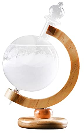 TYUTYU Kristall Globusförmige Sturmglas Wolke Flasche mit Basis Wetter Prädiktorstation Desktop Wettervorhersage Transparente Glaskugel Ornament (Color : 1)