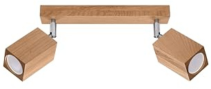 SOLLUX lighting Keke LED Deckenleuchte aus Holz 2 Flammen - Wohnzimmer Lampe Schlafzimmer Leuchte Esszimmer - Lampe für Flur aus Eichenholz ‎30 x 5 x 20 cm