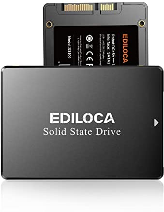 Ediloca ES106 512GB SSD SATA III 2,5 3D NAND TLC Hard Drive interno, fino a 550MB/s in lettura, aggiornamento di memoria e archiviazione per PC o laptop (nero)