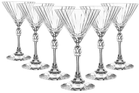 Bormioli Rocco America '20s Martini Glasses - Vintage Art Deco Coupe Glasses for Wine, Espresso Martini - 155ml - Clear - Pack of 6