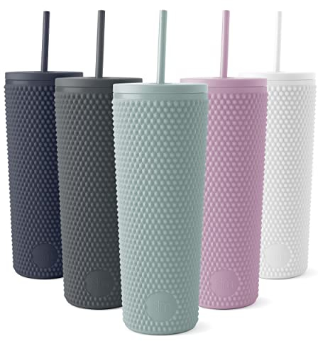Simple Modern Plastic Studded Matte Tumbler with Straw and Lid | Reusable Iced Coffee Cup Smoothie Cup | Gifts for Women & Men | Classic Collection | 24oz | Sea Glass Sage