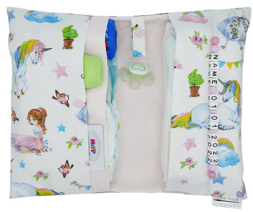 Große Windeltasche XXL mit Name Wickeltasche Einhorn Prinzessin Regenbogen
