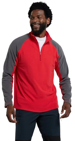Mountain Warehouse Ashbourne Mens Fleece - Microfleece Sweater, Antipill Midlayer, Warm Top - Best for Spring Summer, Camping, Trekking, Hiking Dark Red XXS