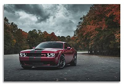 Klassisches Muskelauto-Poster Dodge Hellcat Srt Rennauto Sportauto Poster Dekorative Malerei Leinwand Wandposter und Kunstbild Druck Moderne Familie Schlafzimmer Dekor Poster 30 x 45 cm
