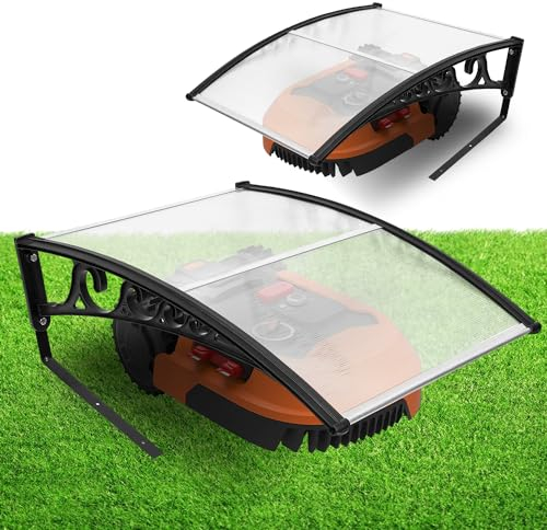 Herrselsam Garage pour robot tondeuse - Toit - Pour robot à gazon, garage, tondeuse, garage en polycarbonate - 106 x 87 x 50 cm - Protection contre la pluie, la grêle, les rayons UV - Transparent