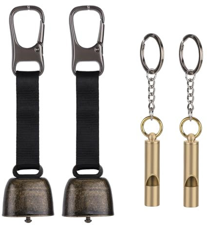 2 Paia Campanello e Fischietto Dell'Orso, Campanello Dell'Orso Rumoroso Fischietto di Emergenza Moschettone con Campanello Dell'Orso per Escursionismo Campeggio Attività All'Aperto Pesca
