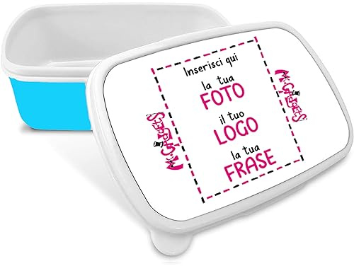 Mr. Gadgets Porta merenda personalizzato con nome -diversi modelli e colori CELESTE