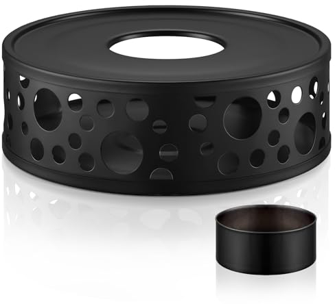 glastal Stövchen aus Edelstahl Teewärmer Kaffeewärmer mit Teelichthalter, Kaffeewärmer aus Edelstahl, Schwarze Teekannewärmer, Teekanne Nicht inkl