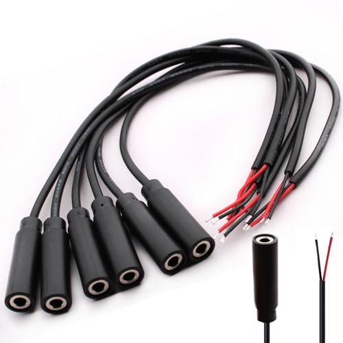 RUNCCI-YUN 6pcs connecteur Prise Femelle 3.5 Prise Femelle Mono TS 2 pôles 1/8 vers câble Audio à extrémité Ouverte,connecteur Jack 3.5 a souder,pour réparation de câble Audio(25cm